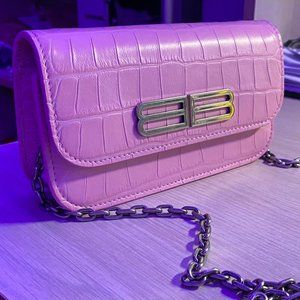 BALENCIAGA GOSSIP WALLET ON CHAIN CROCODILE EMBOSSED